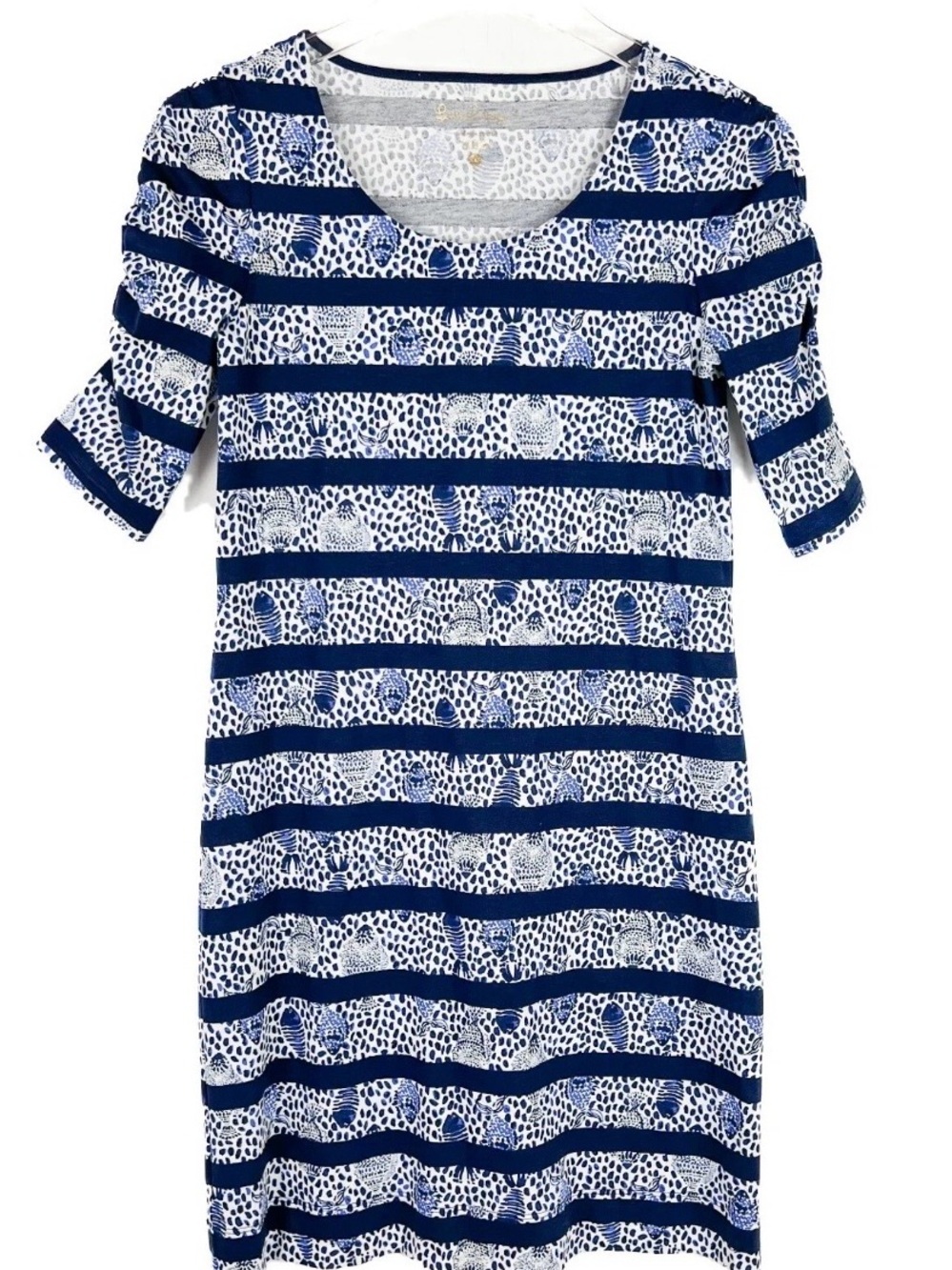 Lilly Pulitzer Lajolla Dress In High Tide Navy Heart And Sole Stripe Size Large